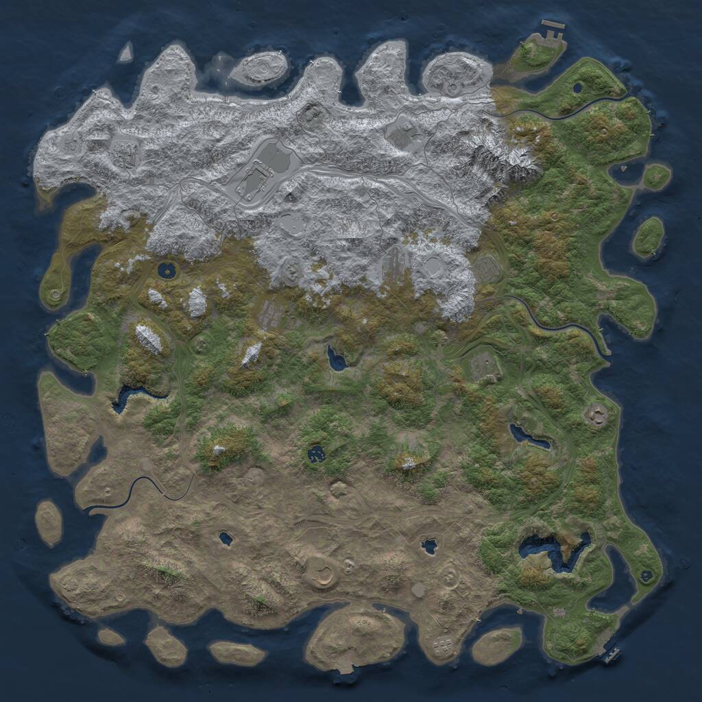 Rust Map: Procedural Map, Size: 6000, Seed: 2213, 17 Monuments