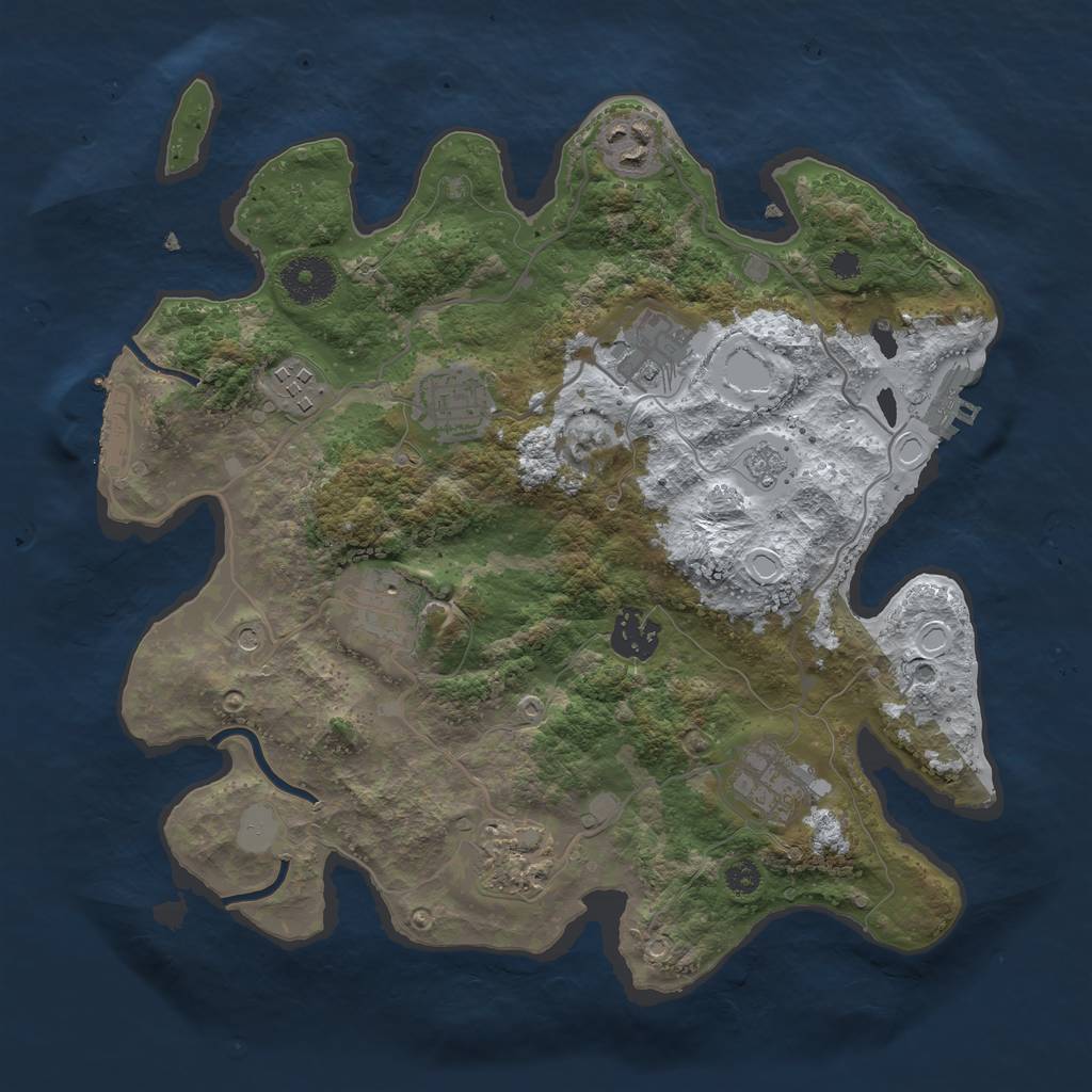 Rust Map: Procedural Map, Size: 3250, Seed: 435815, 17 Monuments