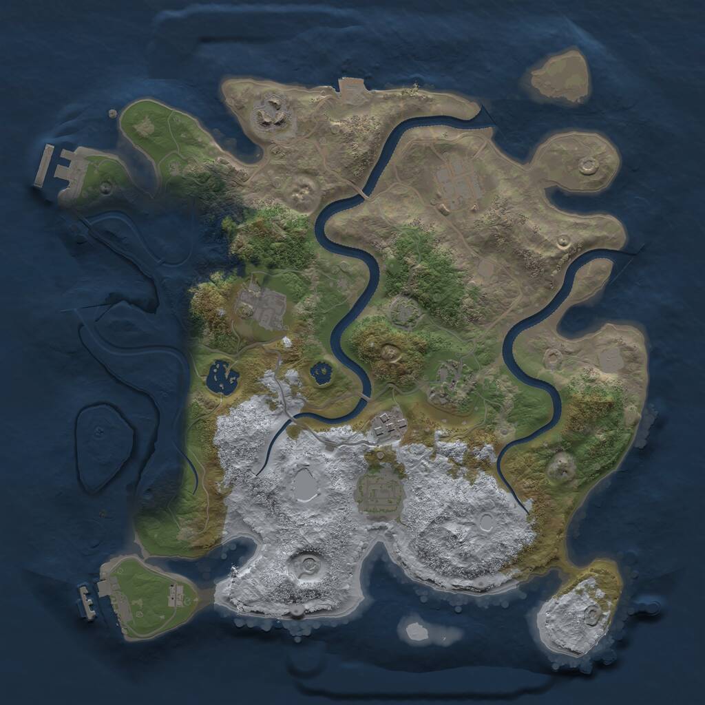 Rust Map: Procedural Map, Size: 3250, Seed: 6276849, 12 Monuments