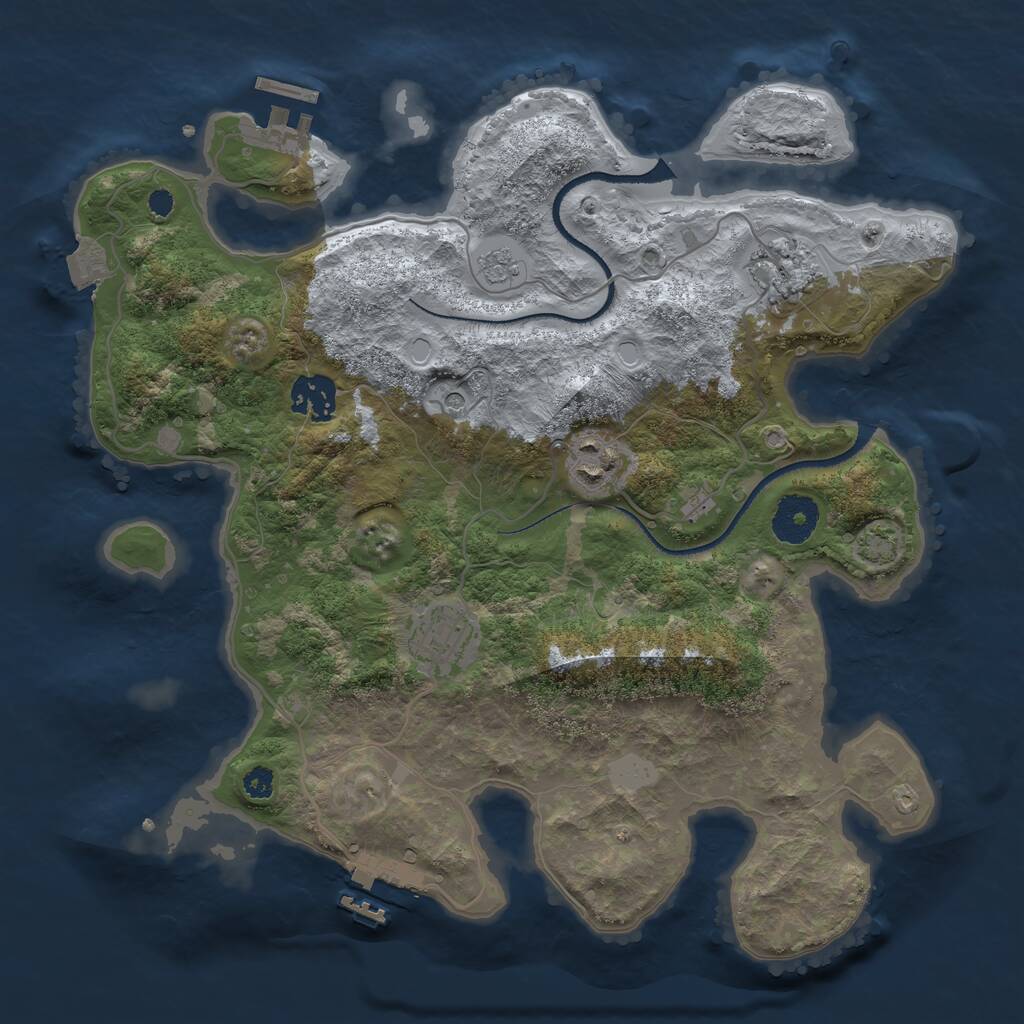 Rust Map: Procedural Map, Size: 3250, Seed: 5419643, 10 Monuments