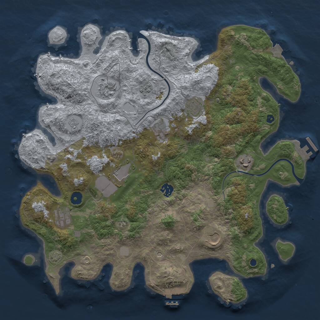 Rust Map: Procedural Map, Size: 3850, Seed: 719974347, 15 Monuments
