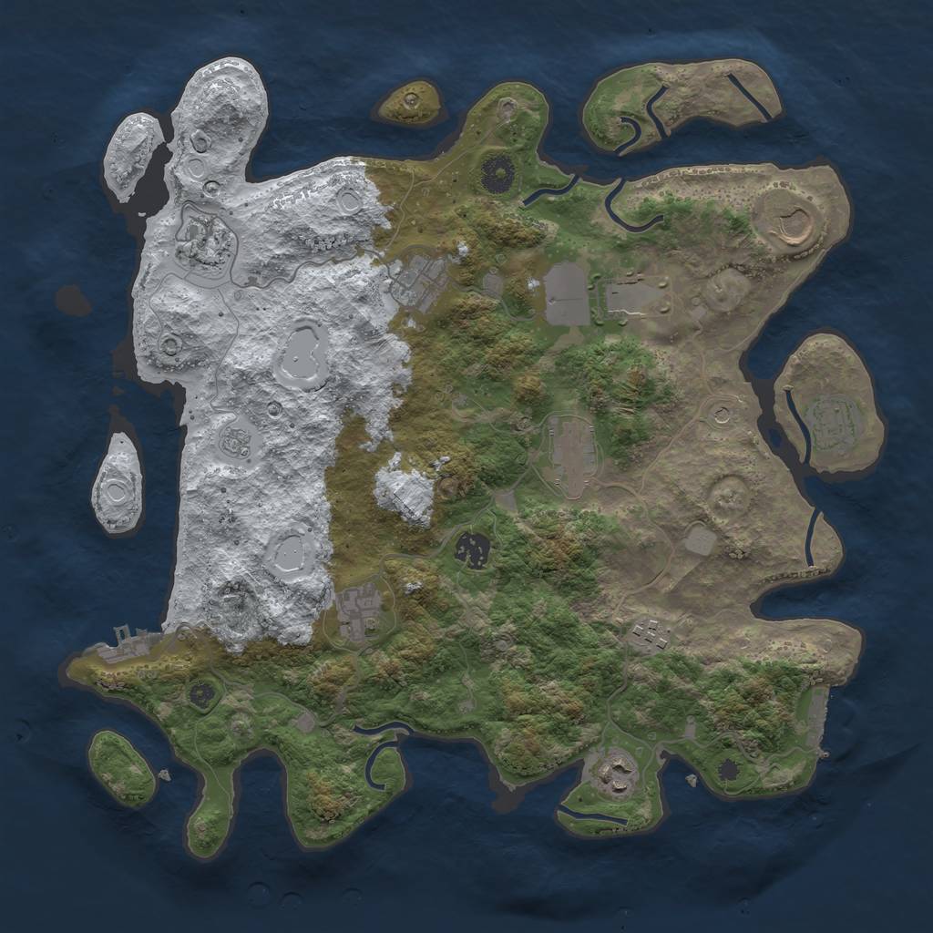 Rust Map: Procedural Map, Size: 3850, Seed: 56716885, 19 Monuments