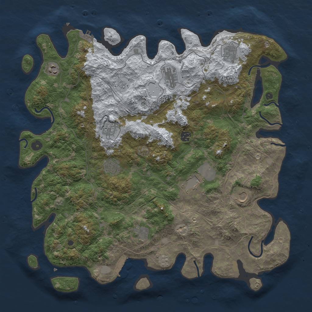 Rust Map: Procedural Map, Size: 4500, Seed: 1448917342, 19 Monuments