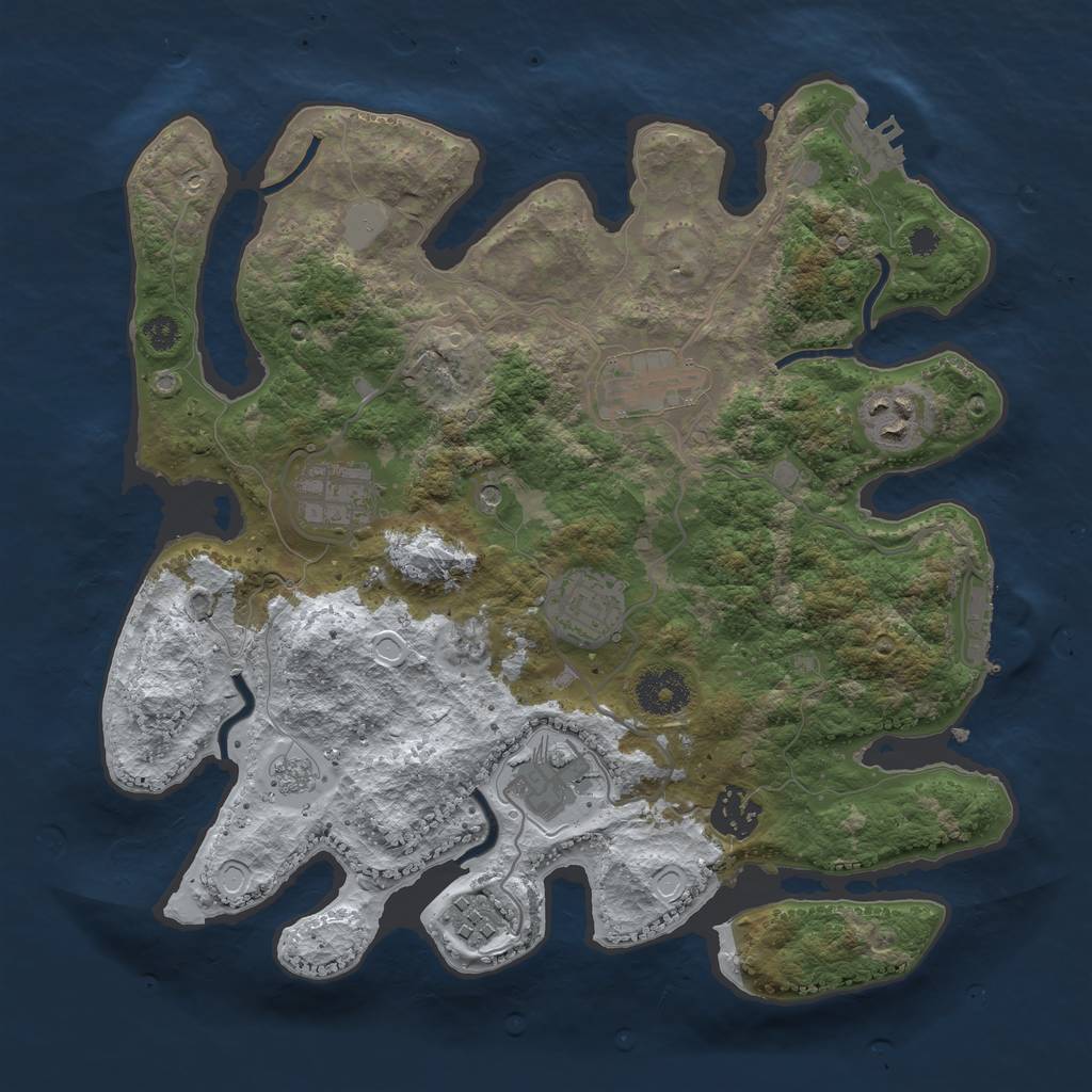 Rust Map: Procedural Map, Size: 3250, Seed: 487125, 16 Monuments