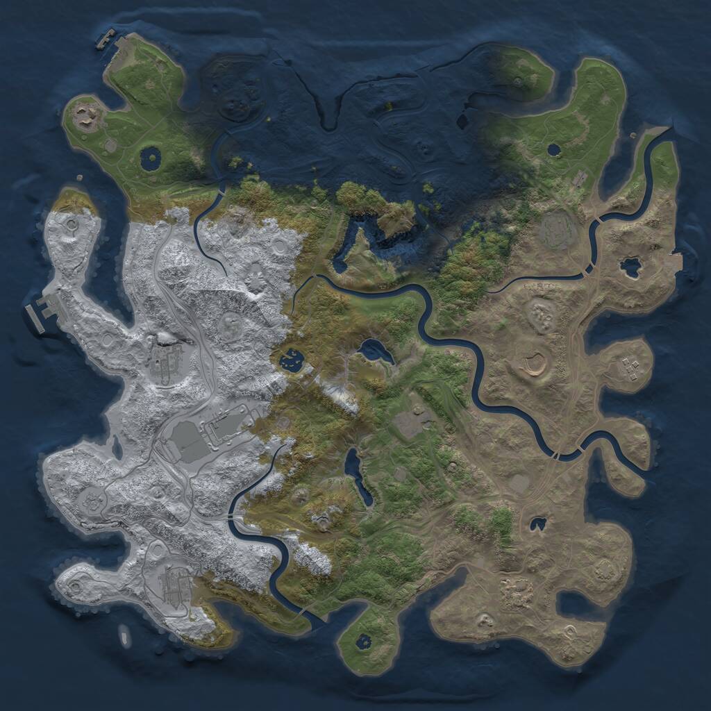 Rust Map: Procedural Map, Size: 4600, Seed: 24819354, 16 Monuments