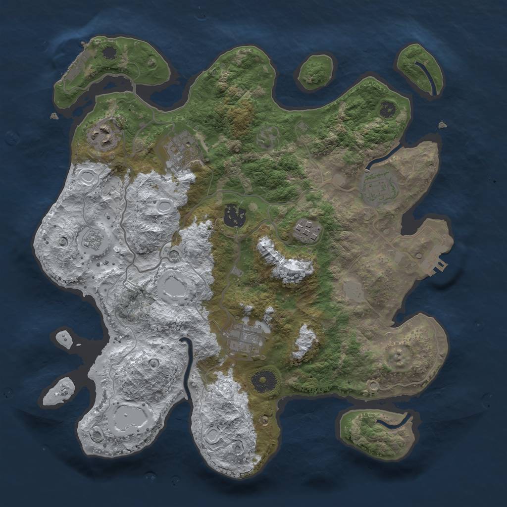 Rust Map: Procedural Map, Size: 3250, Seed: 1019073, 15 Monuments