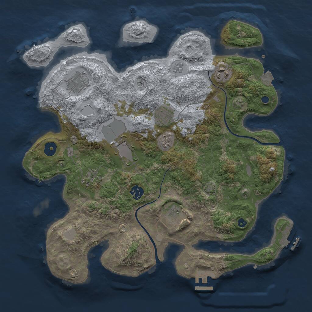 Rust Map: Procedural Map, Size: 3500, Seed: 2055744606, 13 Monuments