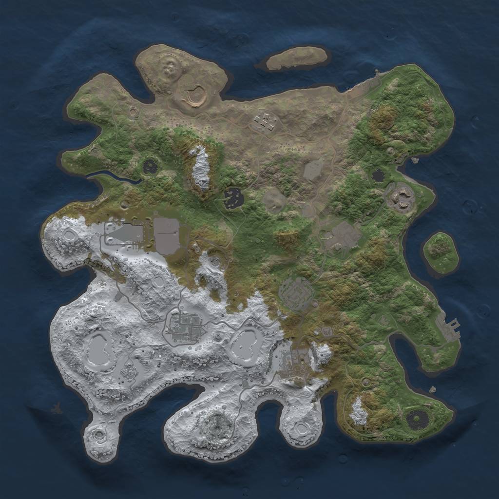 Rust Map: Procedural Map, Size: 3500, Seed: 231234, 18 Monuments