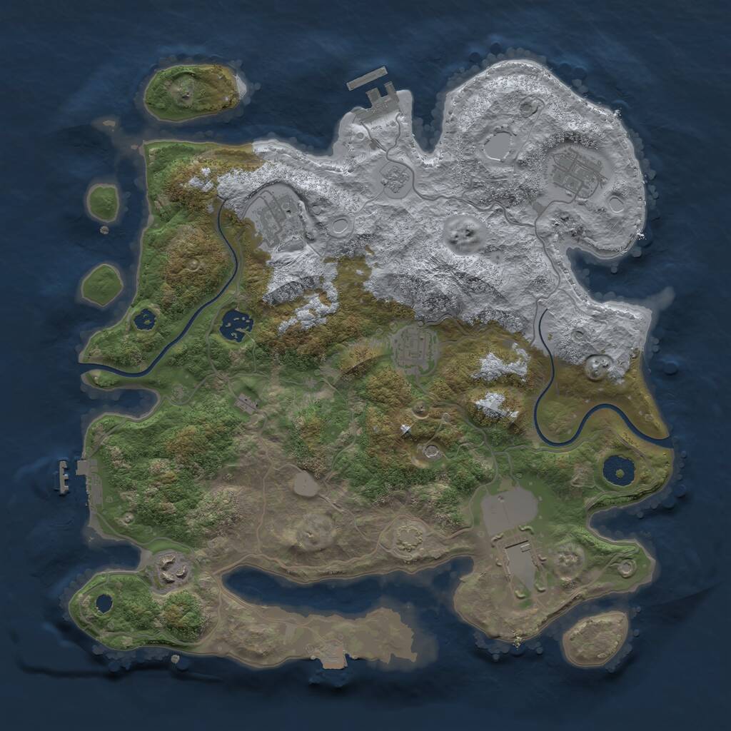 Rust Map: Procedural Map, Size: 3500, Seed: 346087998, 12 Monuments