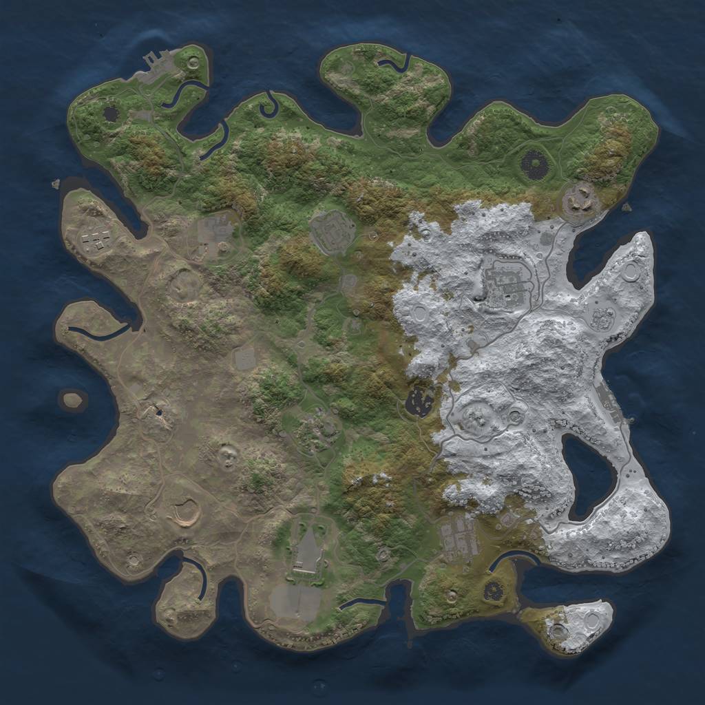 Rust Map: Procedural Map, Size: 3750, Seed: 509099091, 19 Monuments
