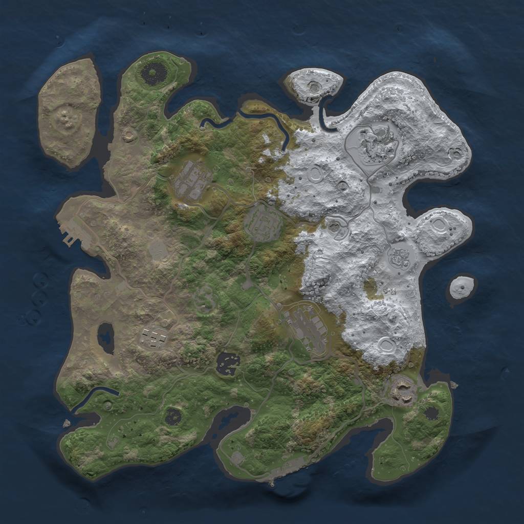 Rust Map: Procedural Map, Size: 3250, Seed: 5197387, 16 Monuments