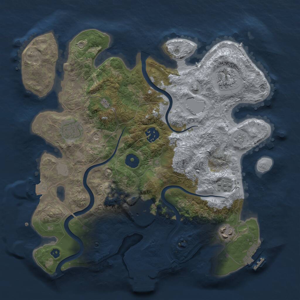Rust Map: Procedural Map, Size: 3250, Seed: 5197387, 12 Monuments