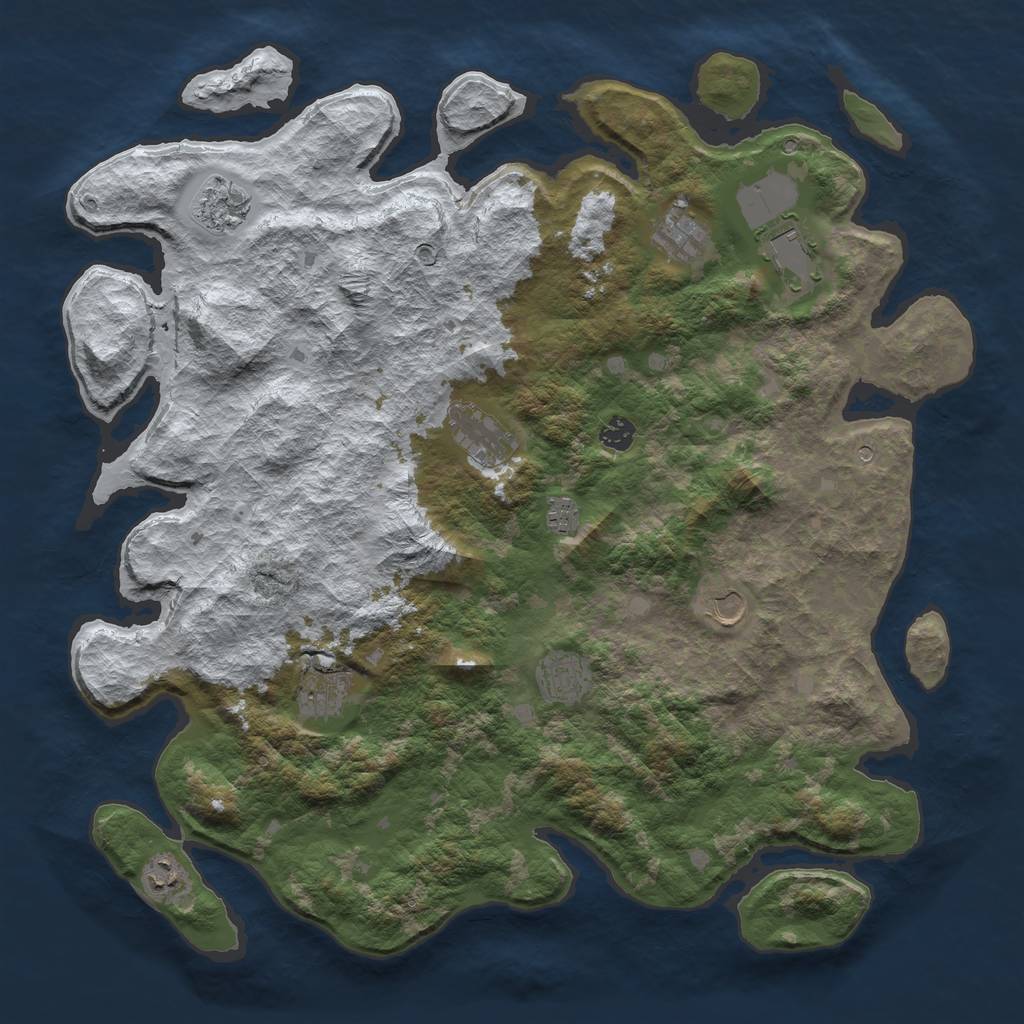 Rust Map: Barren, Size: 4500, Seed: 879302, 13 Monuments