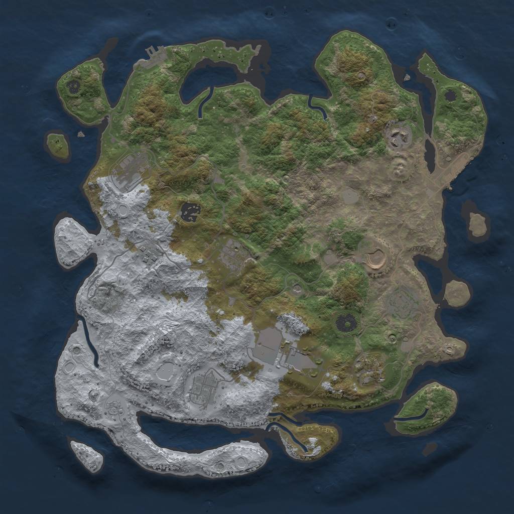 Rust Map: Procedural Map, Size: 3850, Seed: 566644395, 19 Monuments