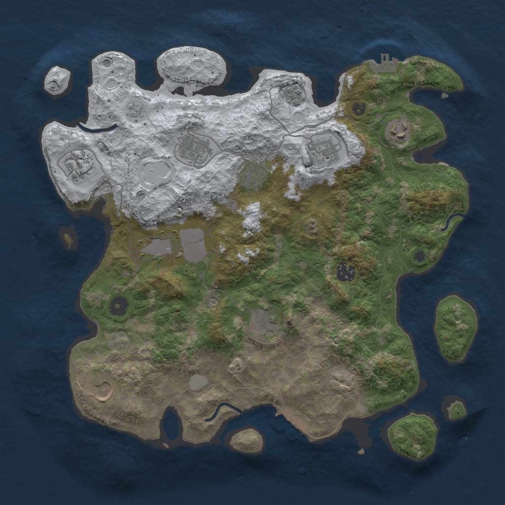 Rust Map: Procedural Map, Size: 3850, Seed: 541346196, 19 Monuments