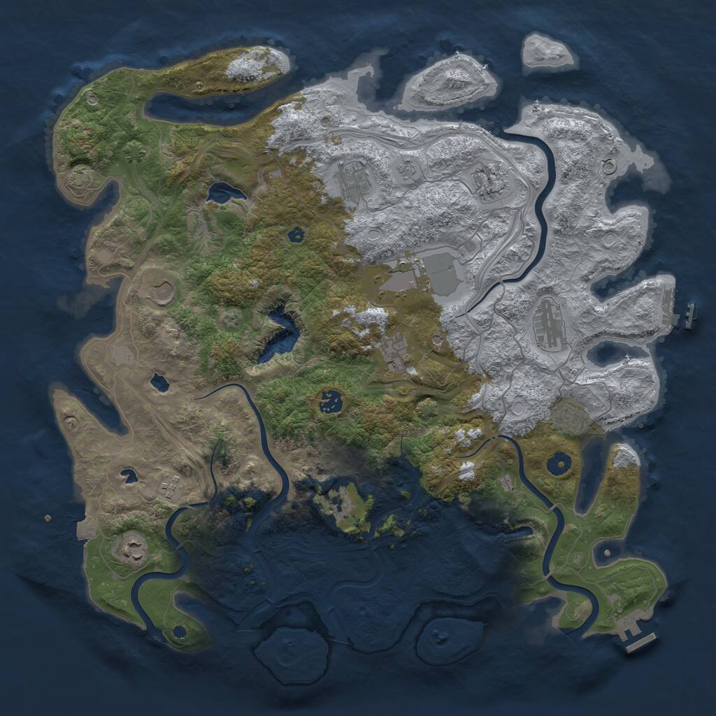 Rust Map: Procedural Map, Size: 4500, Seed: 881695886, 17 Monuments