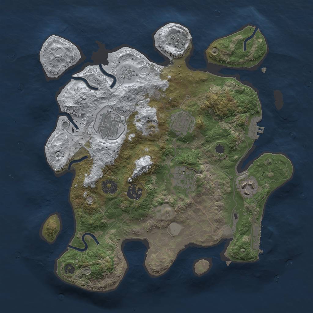 Rust Map: Procedural Map, Size: 3000, Seed: 117191727, 14 Monuments
