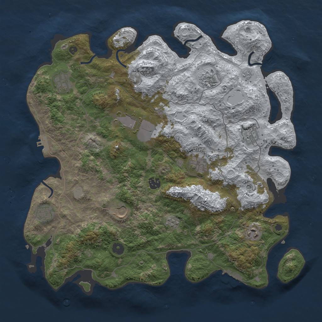 Rust Map: Procedural Map, Size: 4050, Seed: 1079272834, 19 Monuments