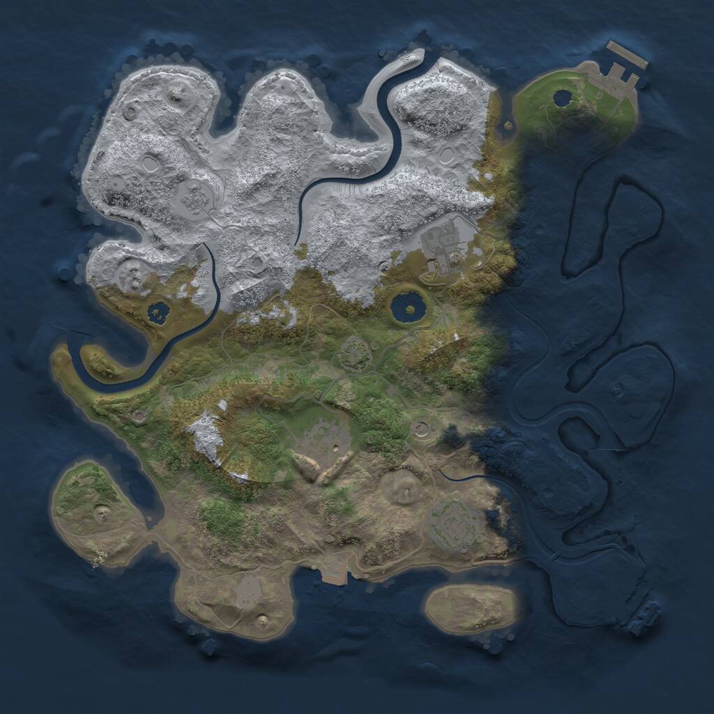 Rust Map: Procedural Map, Size: 3250, Seed: 2498517, 9 Monuments