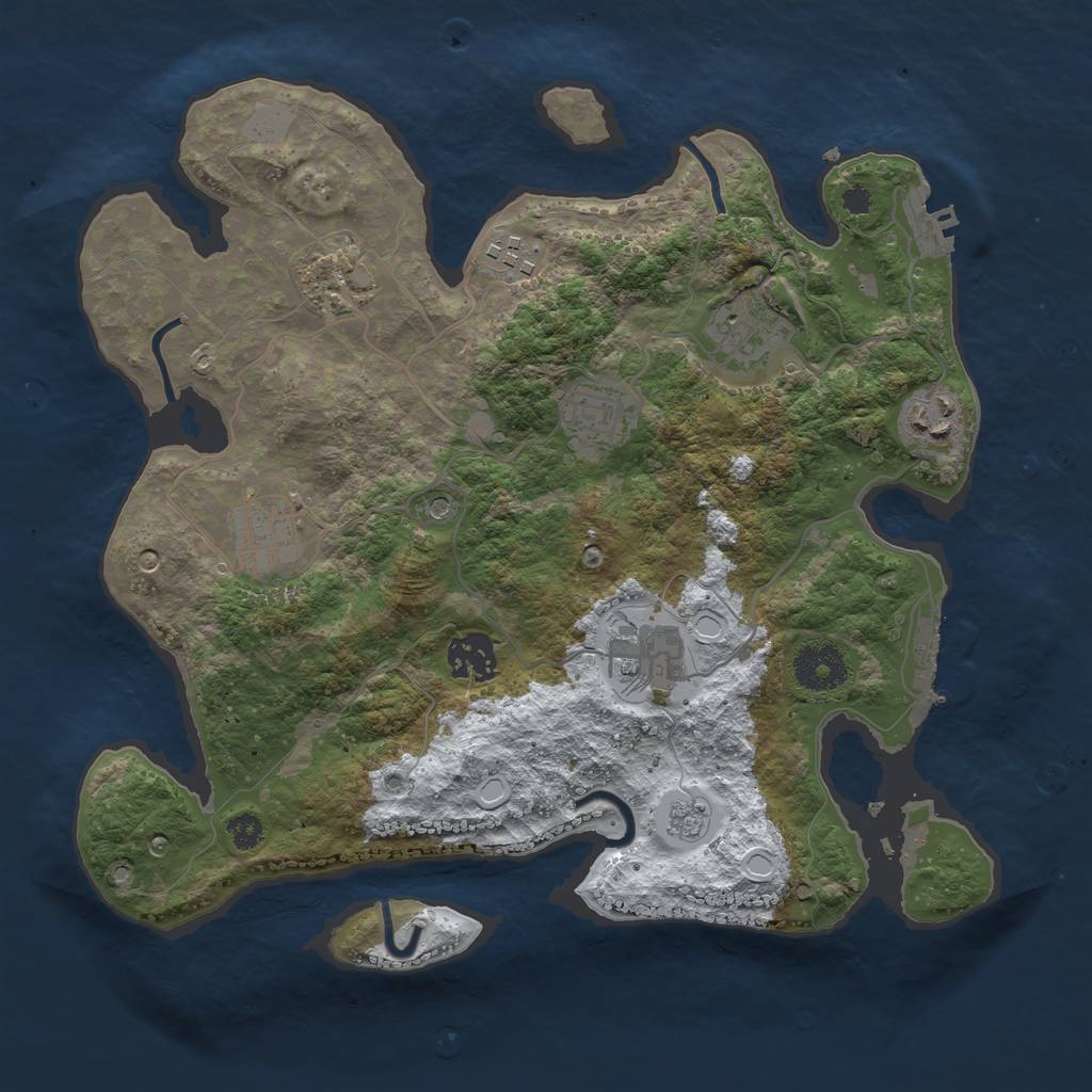 Rust Map: Procedural Map, Size: 3250, Seed: 3037303, 17 Monuments