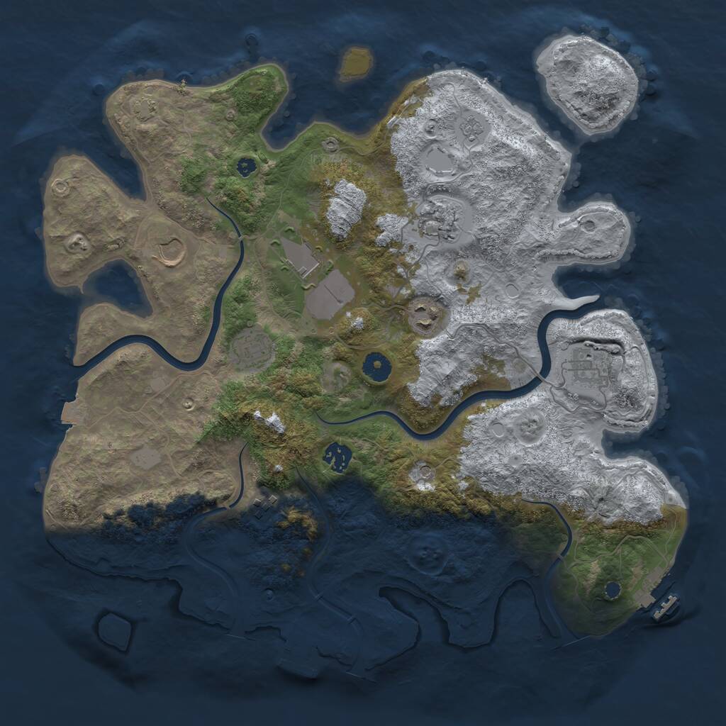 Rust Map: Procedural Map, Size: 3850, Seed: 694070746, 14 Monuments