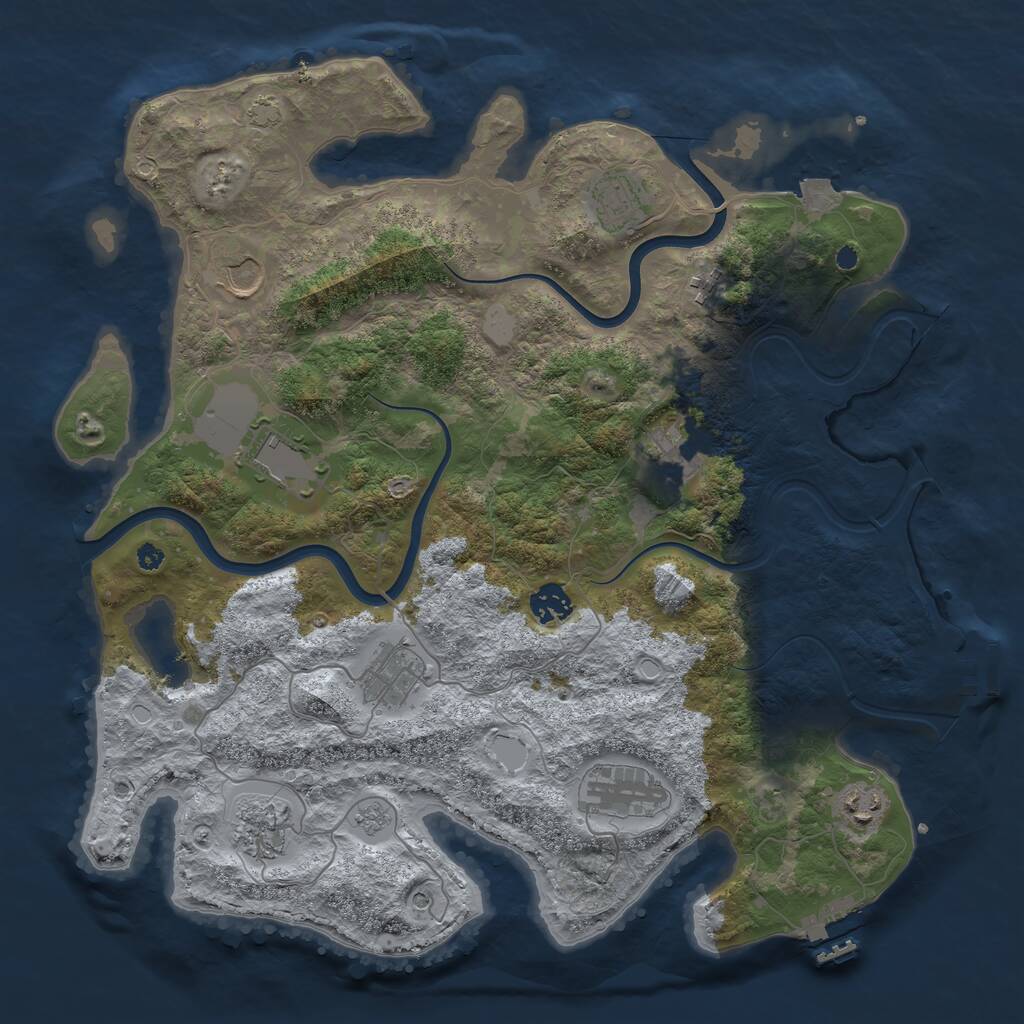 Rust Map: Procedural Map, Size: 3850, Seed: 509278794, 16 Monuments