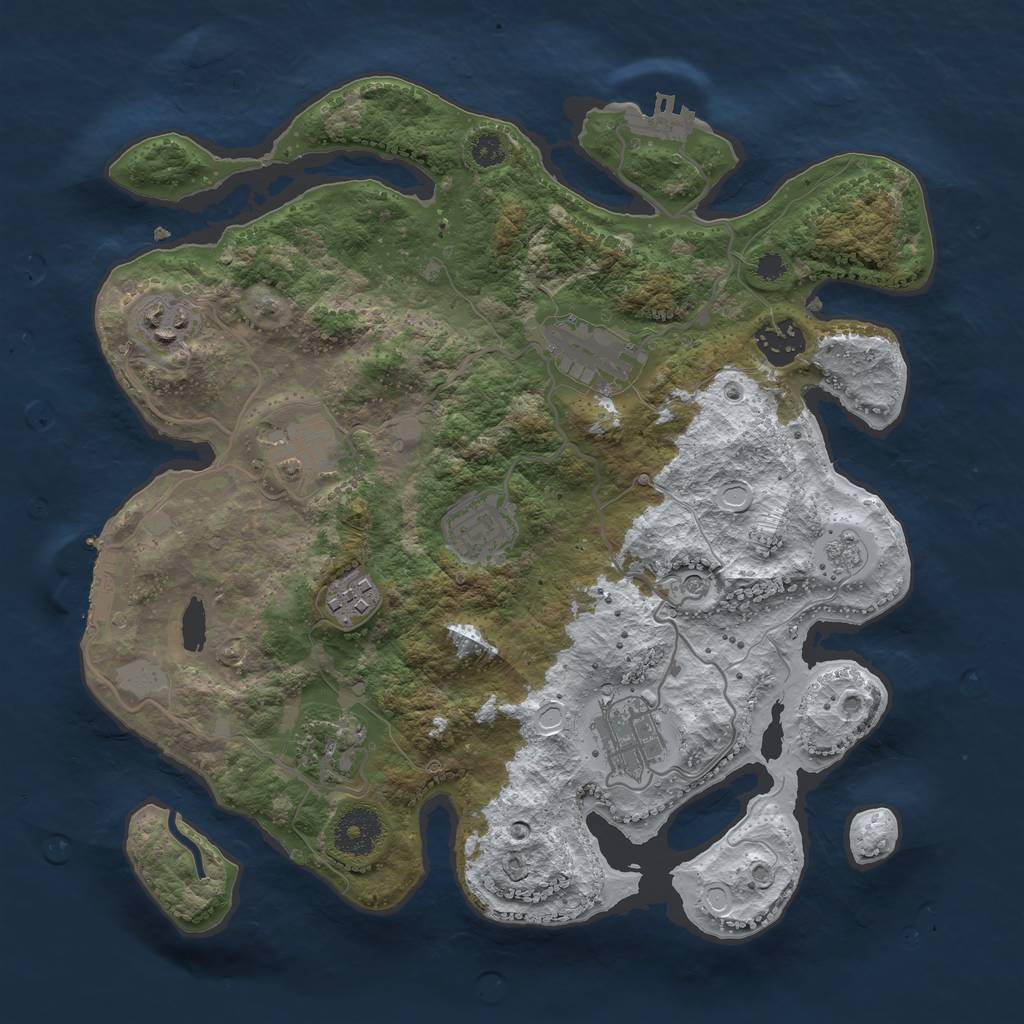 Rust Map: Procedural Map, Size: 3250, Seed: 4480251, 17 Monuments