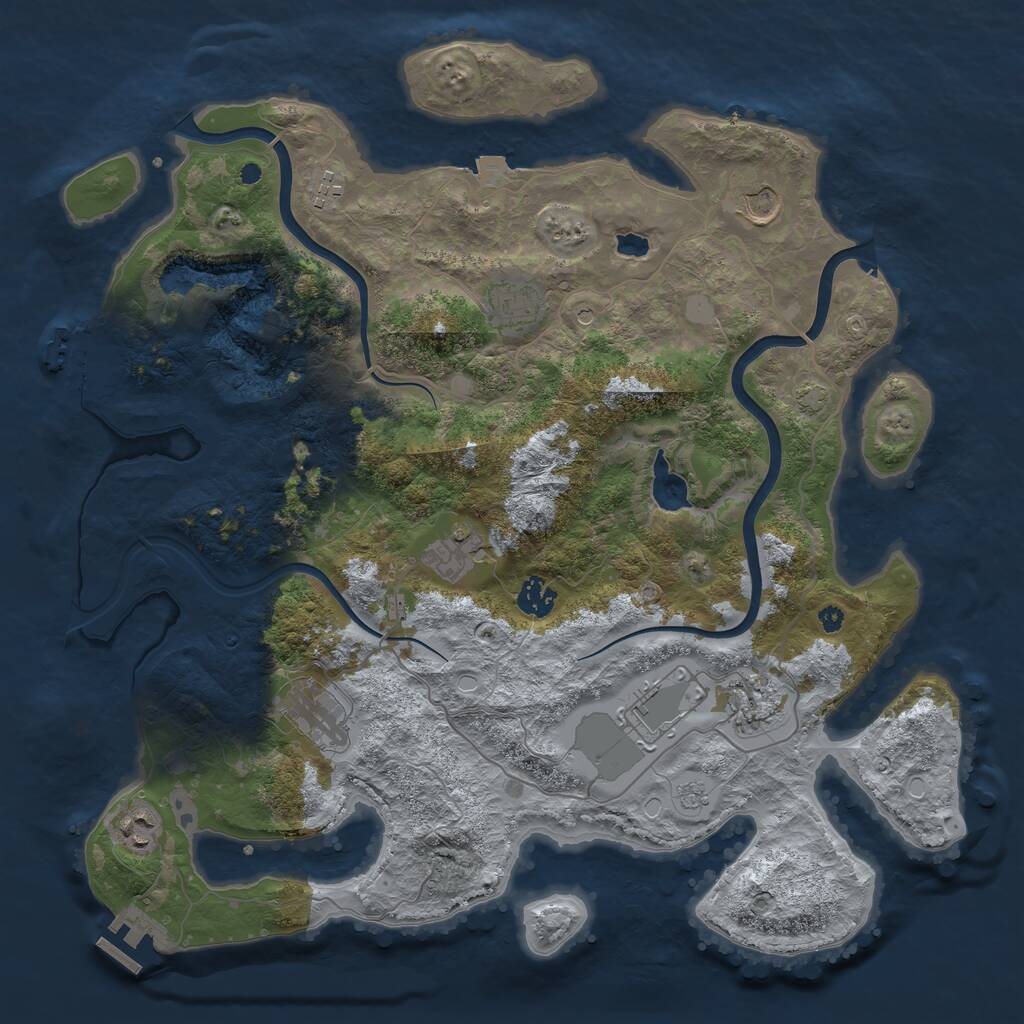 Rust Map: Procedural Map, Size: 4000, Seed: 2077145405, 15 Monuments