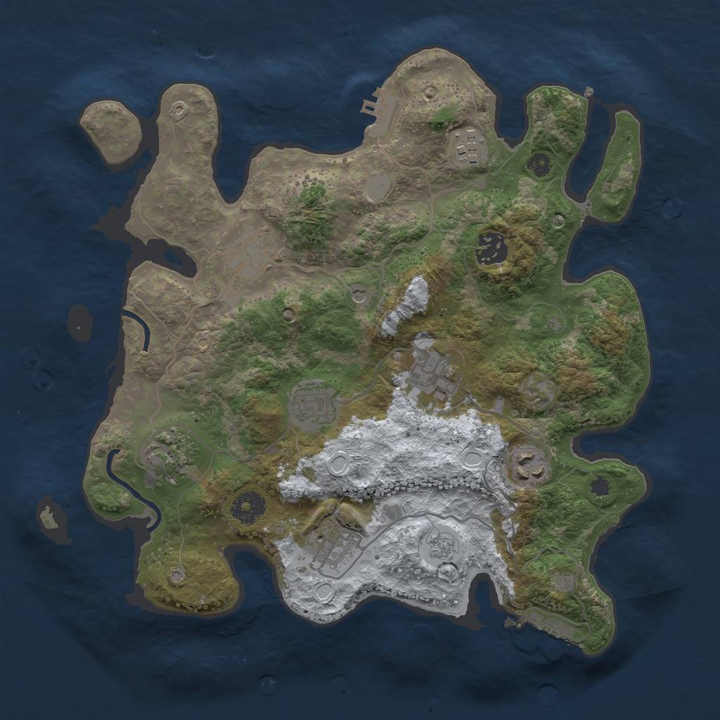 Rust Map: Procedural Map, Size: 3250, Seed: 5649015, 17 Monuments