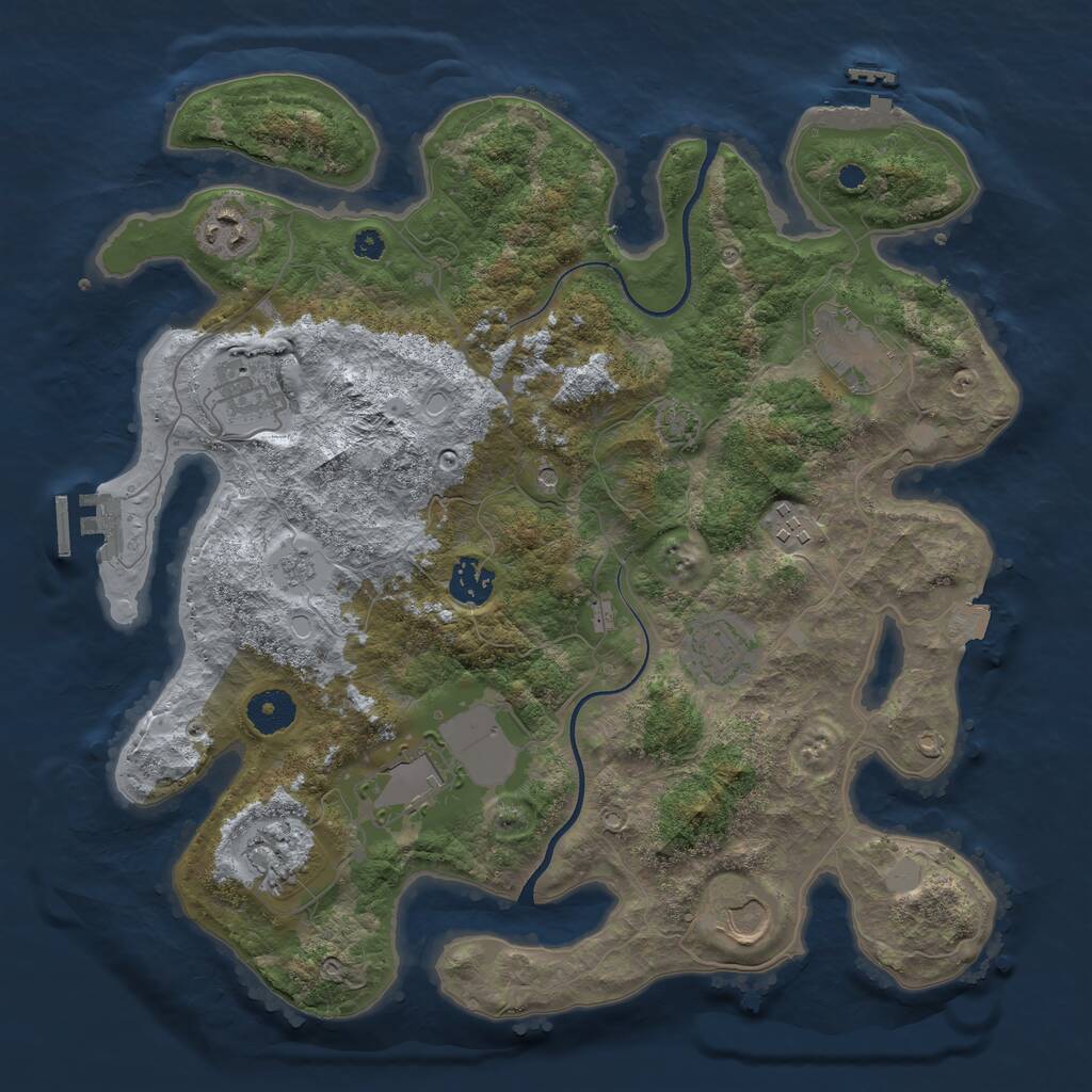 Rust Map: Procedural Map, Size: 3600, Seed: 919101625, 15 Monuments