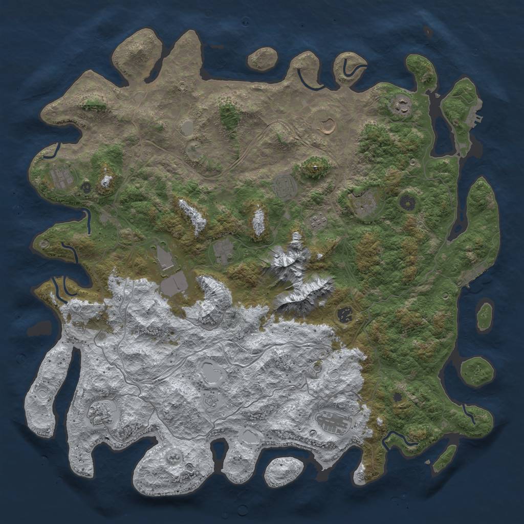 Rust Map: Procedural Map, Size: 5000, Seed: 2439429, 20 Monuments