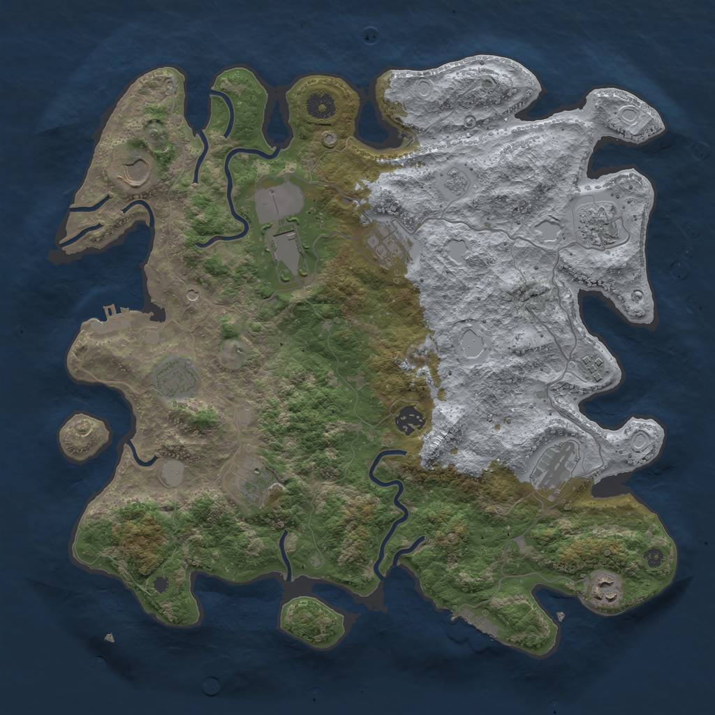Rust Map: Procedural Map, Size: 3850, Seed: 242538660, 17 Monuments