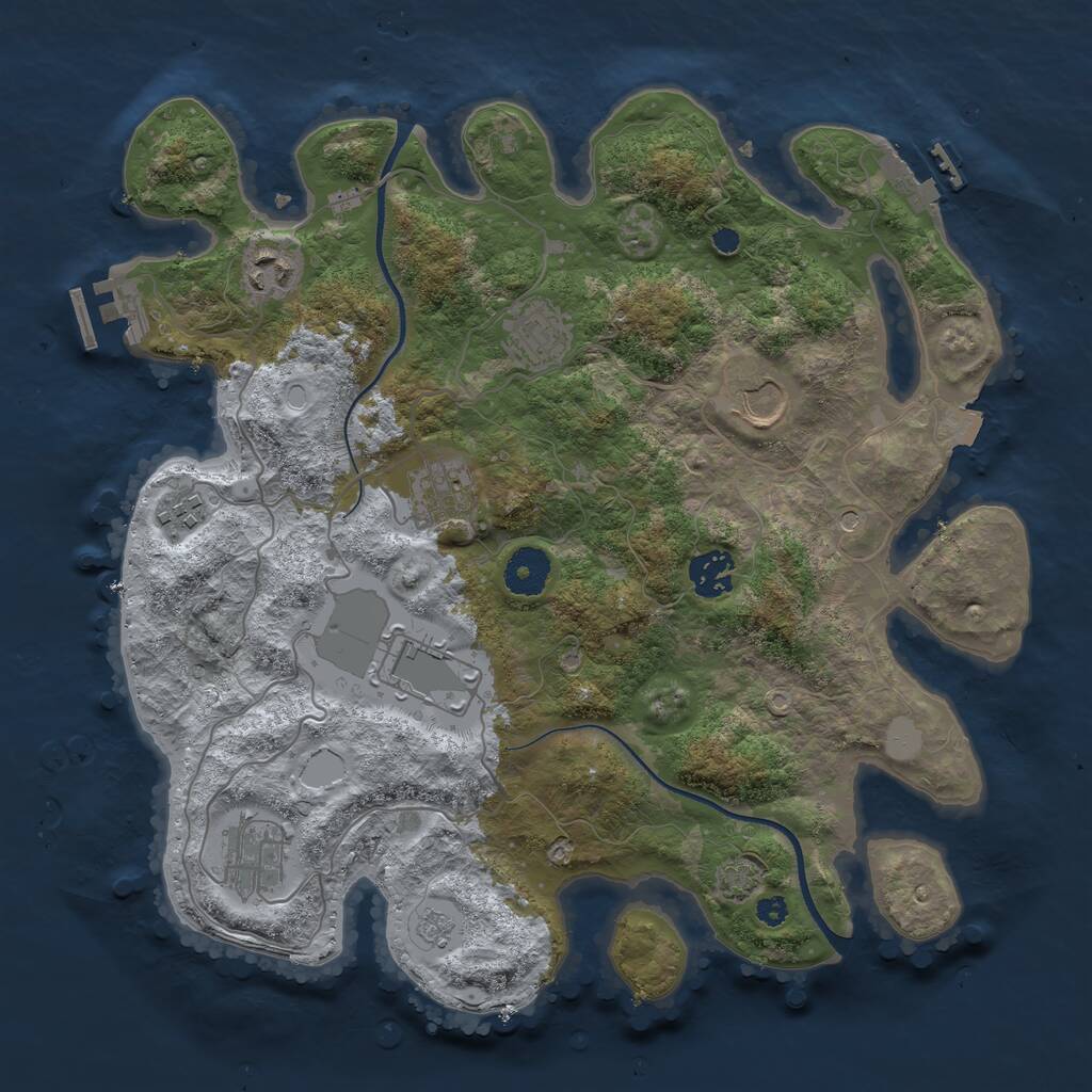 Rust Map: Procedural Map, Size: 3500, Seed: 11342, 14 Monuments