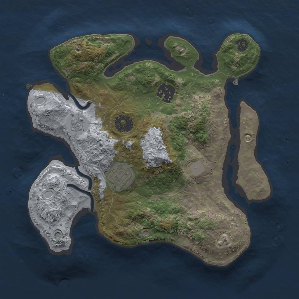 Rust Map: Procedural Map, Size: 2500, Seed: 327114701, 6 Monuments