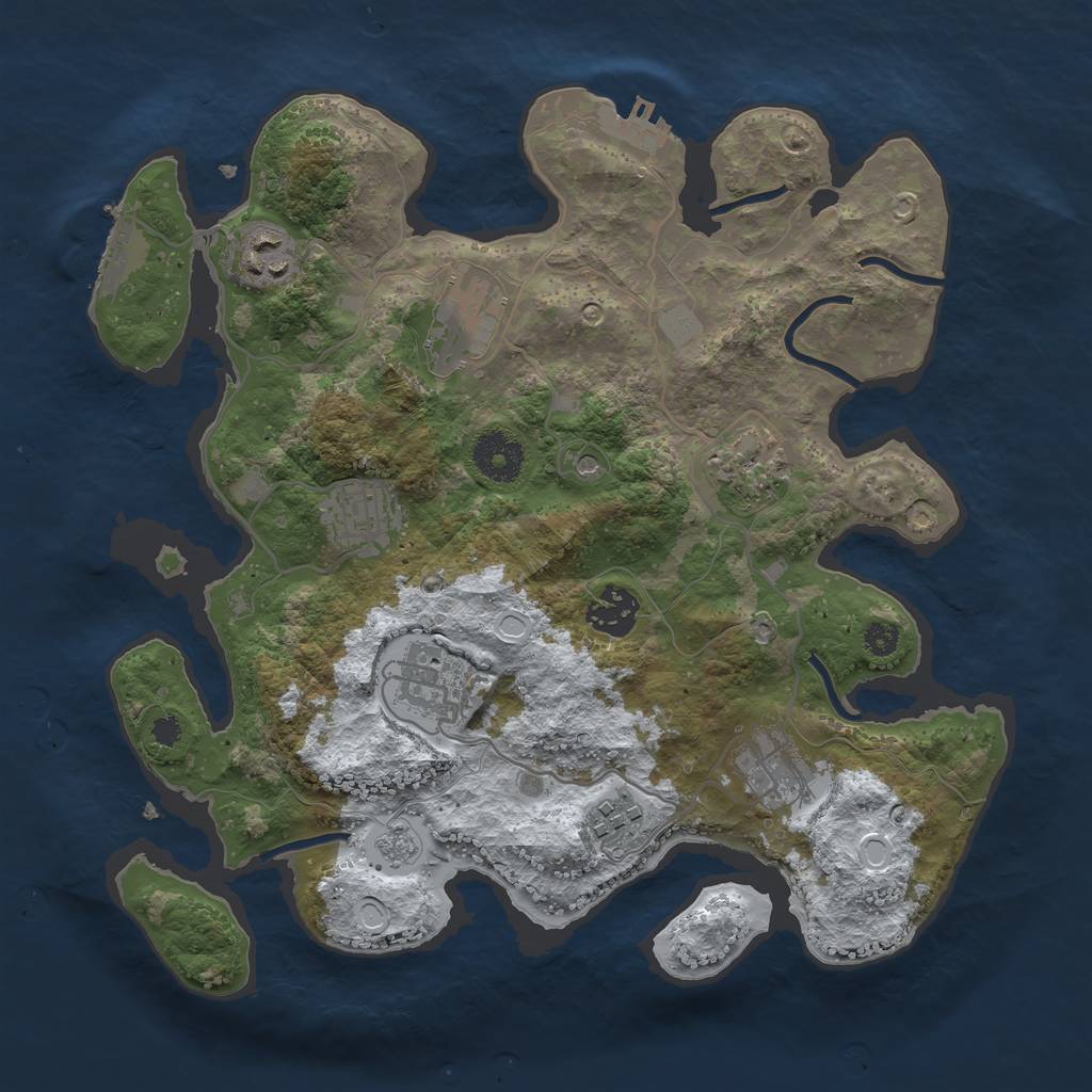 Rust Map: Procedural Map, Size: 3250, Seed: 4673457, 17 Monuments