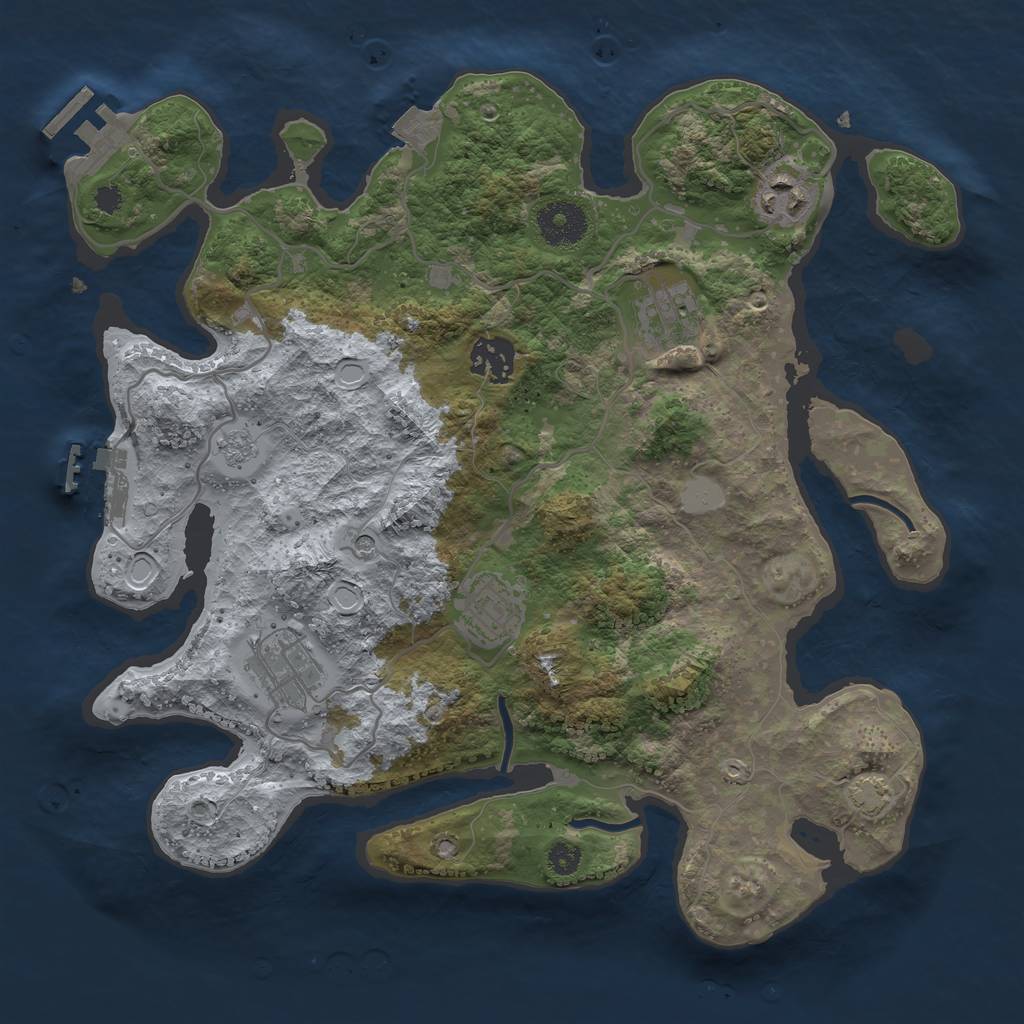 Rust Map: Procedural Map, Size: 3250, Seed: 3094454, 13 Monuments