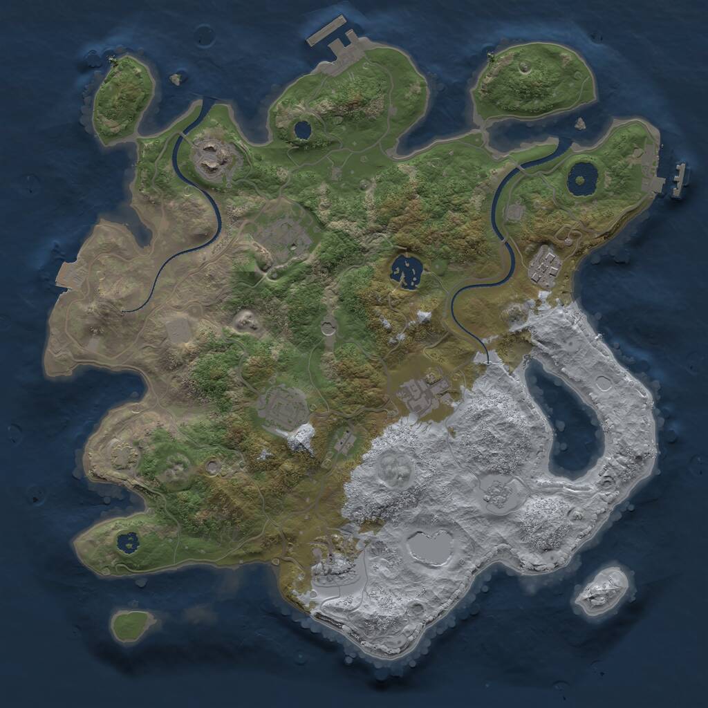 Rust Map: Procedural Map, Size: 3250, Seed: 298820, 13 Monuments