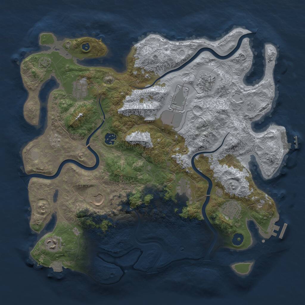 Rust Map: Procedural Map, Size: 3850, Seed: 529562180, 15 Monuments