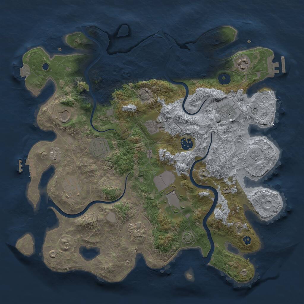 Rust Map: Procedural Map, Size: 3750, Seed: 599208220, 16 Monuments