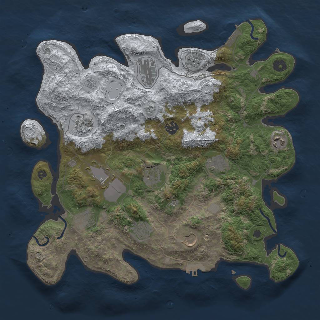 Rust Map: Procedural Map, Size: 3700, Seed: 3992434, 20 Monuments