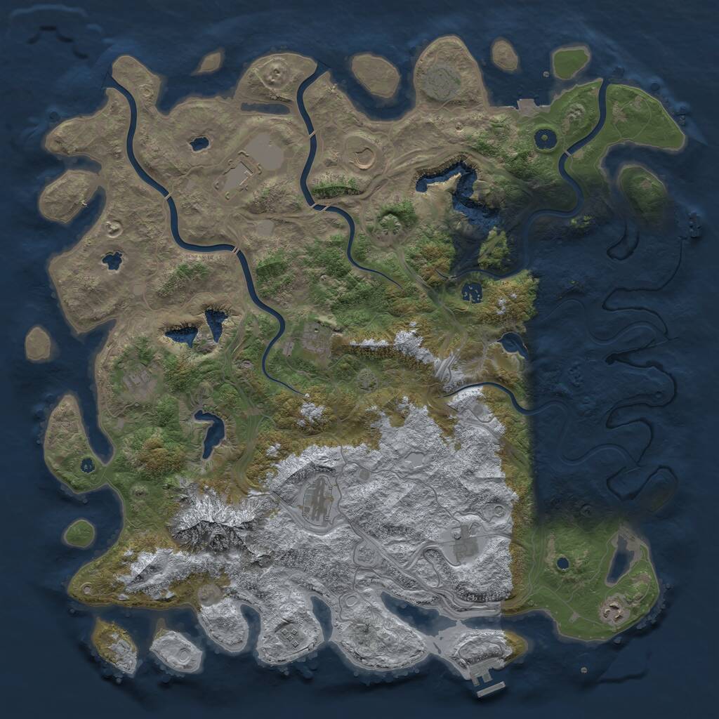 Rust Map: Procedural Map, Size: 5000, Seed: 267, 16 Monuments