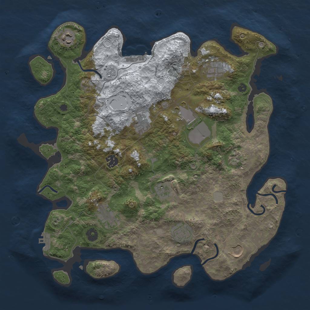 Rust Map: Procedural Map, Size: 3700, Seed: 6096986, 19 Monuments