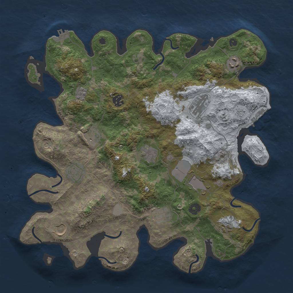 Rust Map: Procedural Map, Size: 3750, Seed: 1290131404, 20 Monuments