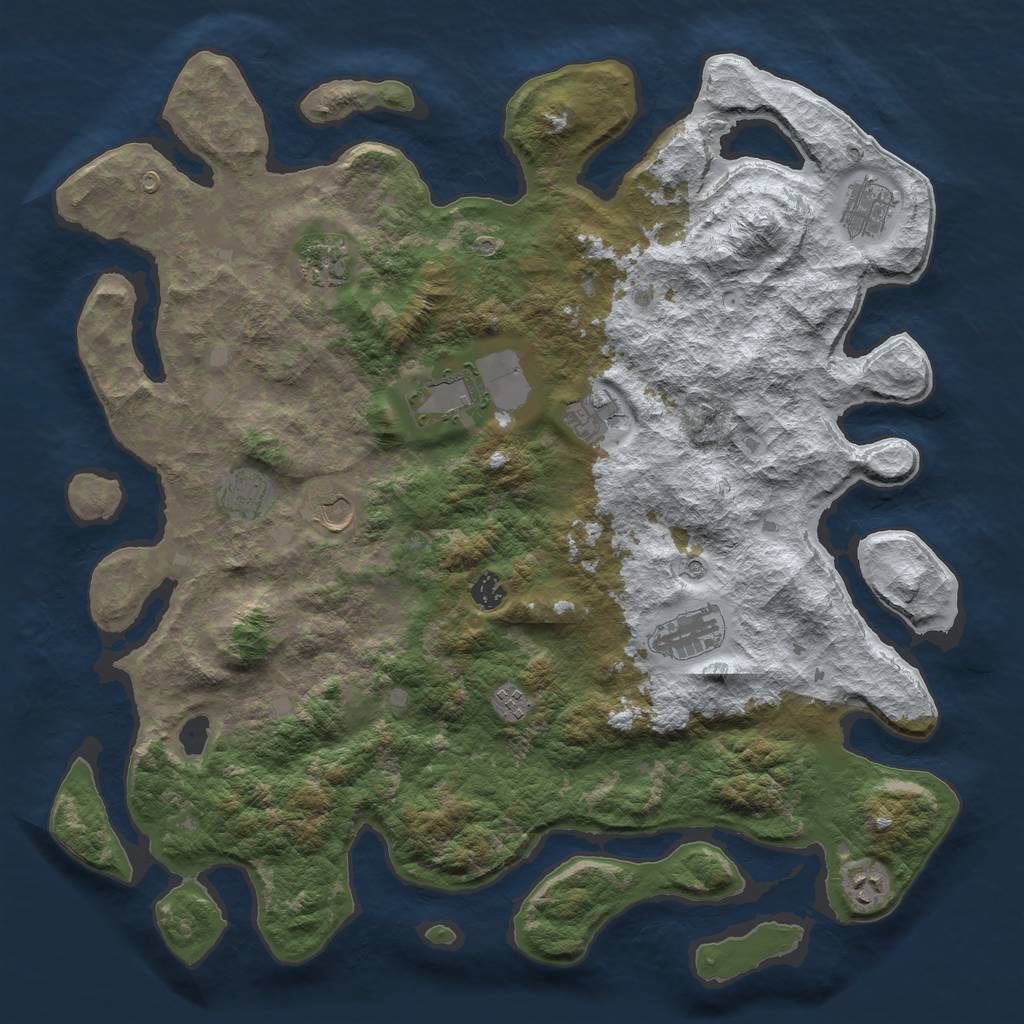 Rust Map: Barren, Size: 4500, Seed: 6051411, 13 Monuments