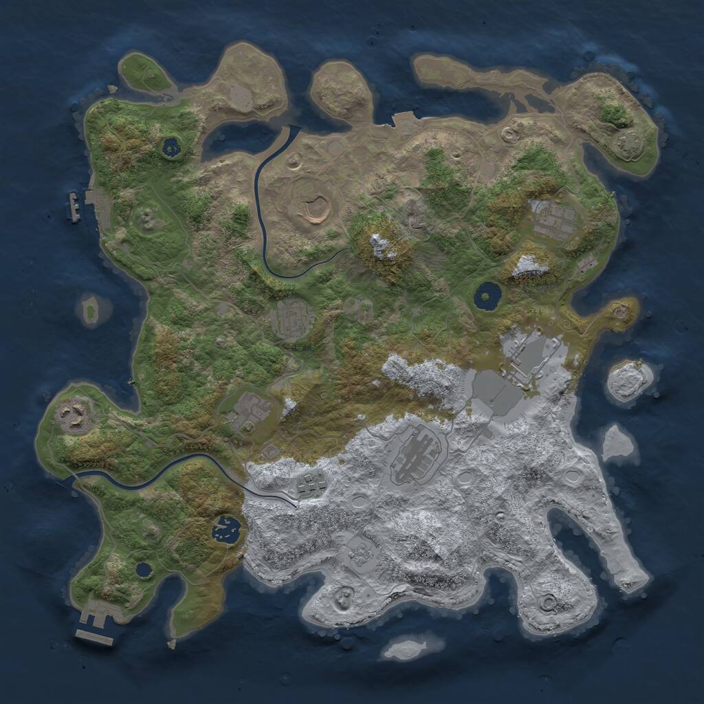 Rust Map: Procedural Map, Size: 3800, Seed: 1163632593, 14 Monuments