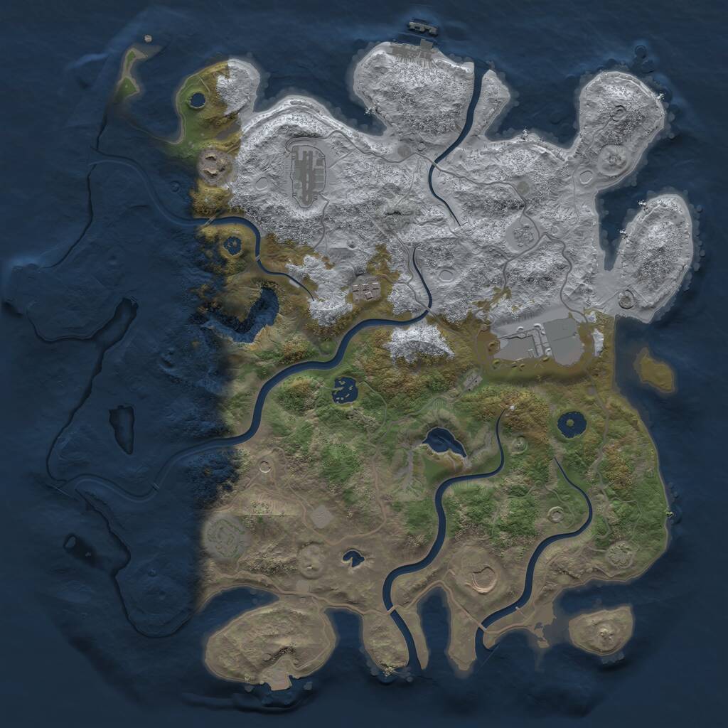 Rust Map: Procedural Map, Size: 4050, Seed: 1182423940, 13 Monuments