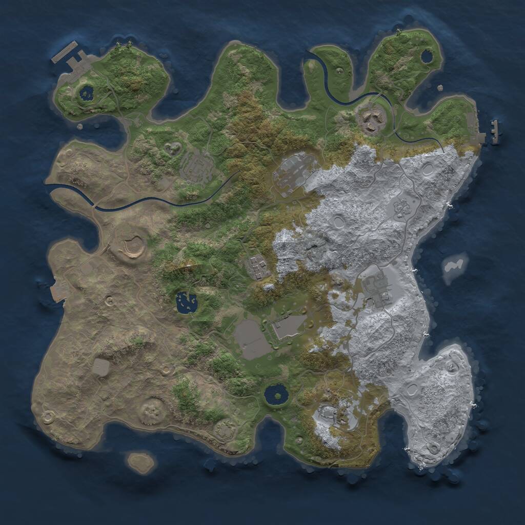 Rust Map: Procedural Map, Size: 3500, Seed: 675889171, 14 Monuments