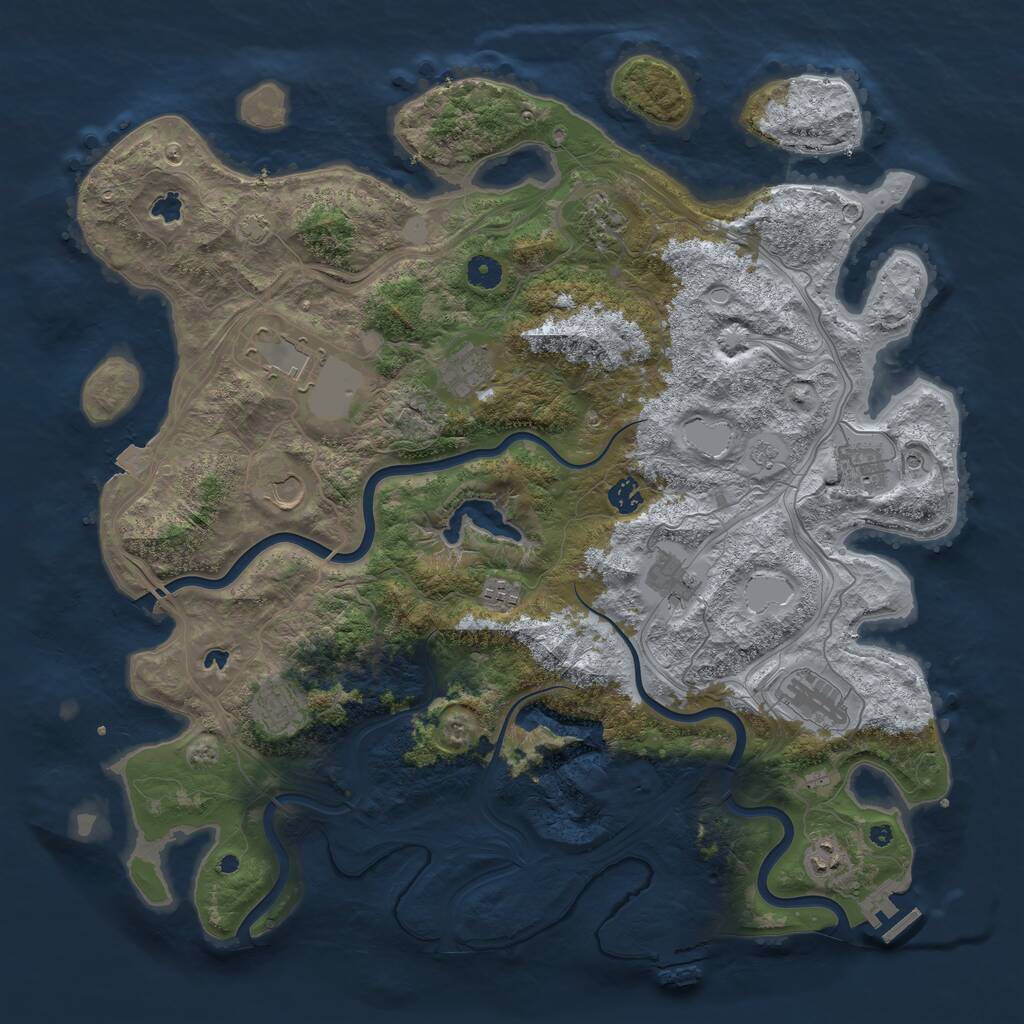 Rust Map: Procedural Map, Size: 4500, Seed: 123114, 17 Monuments