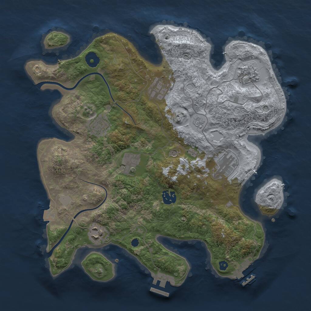 Rust Map: Procedural Map, Size: 3250, Seed: 3734225, 12 Monuments