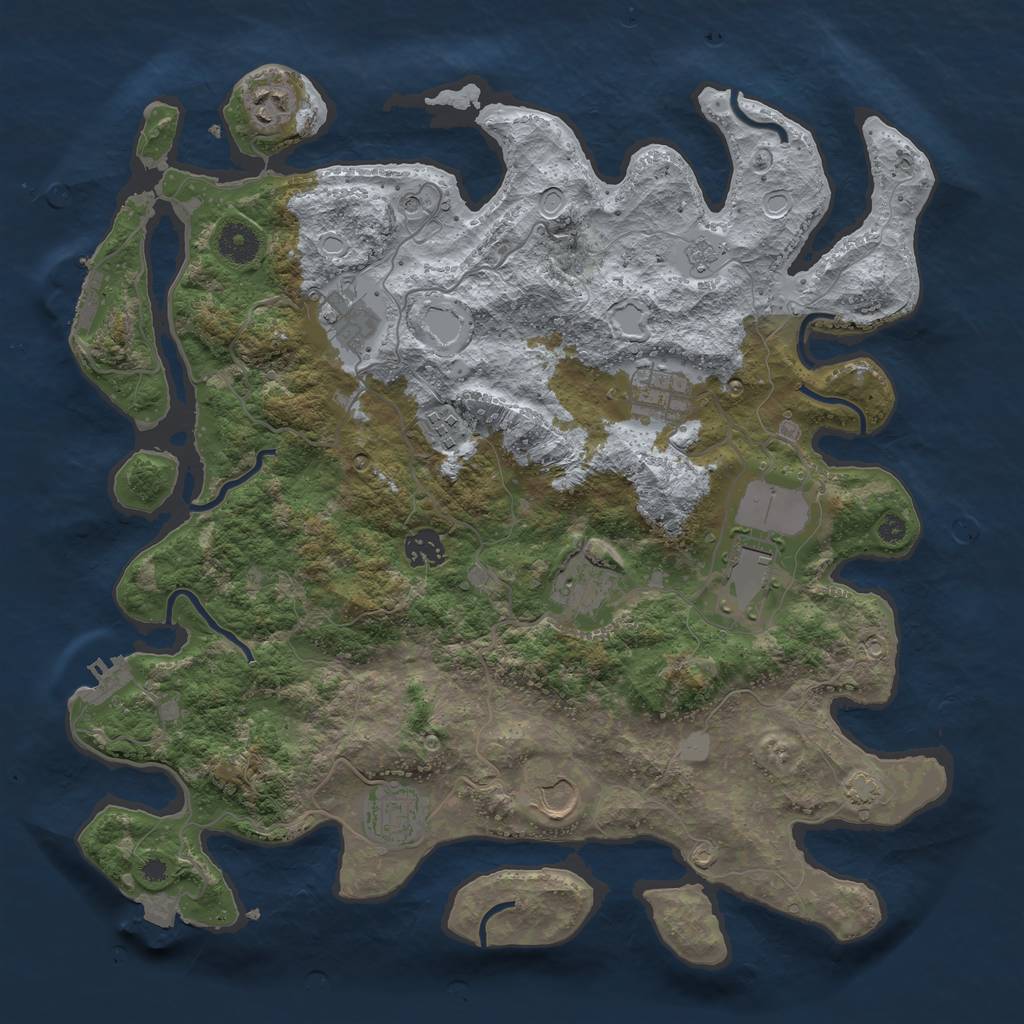 Rust Map: Procedural Map, Size: 3850, Seed: 869232211, 17 Monuments